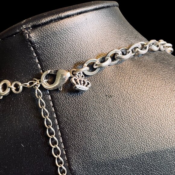 Reversible Statement Necklace Chunky Pink Crystal Boho Silver Coin Layered Y2K - Picture 7 of 10